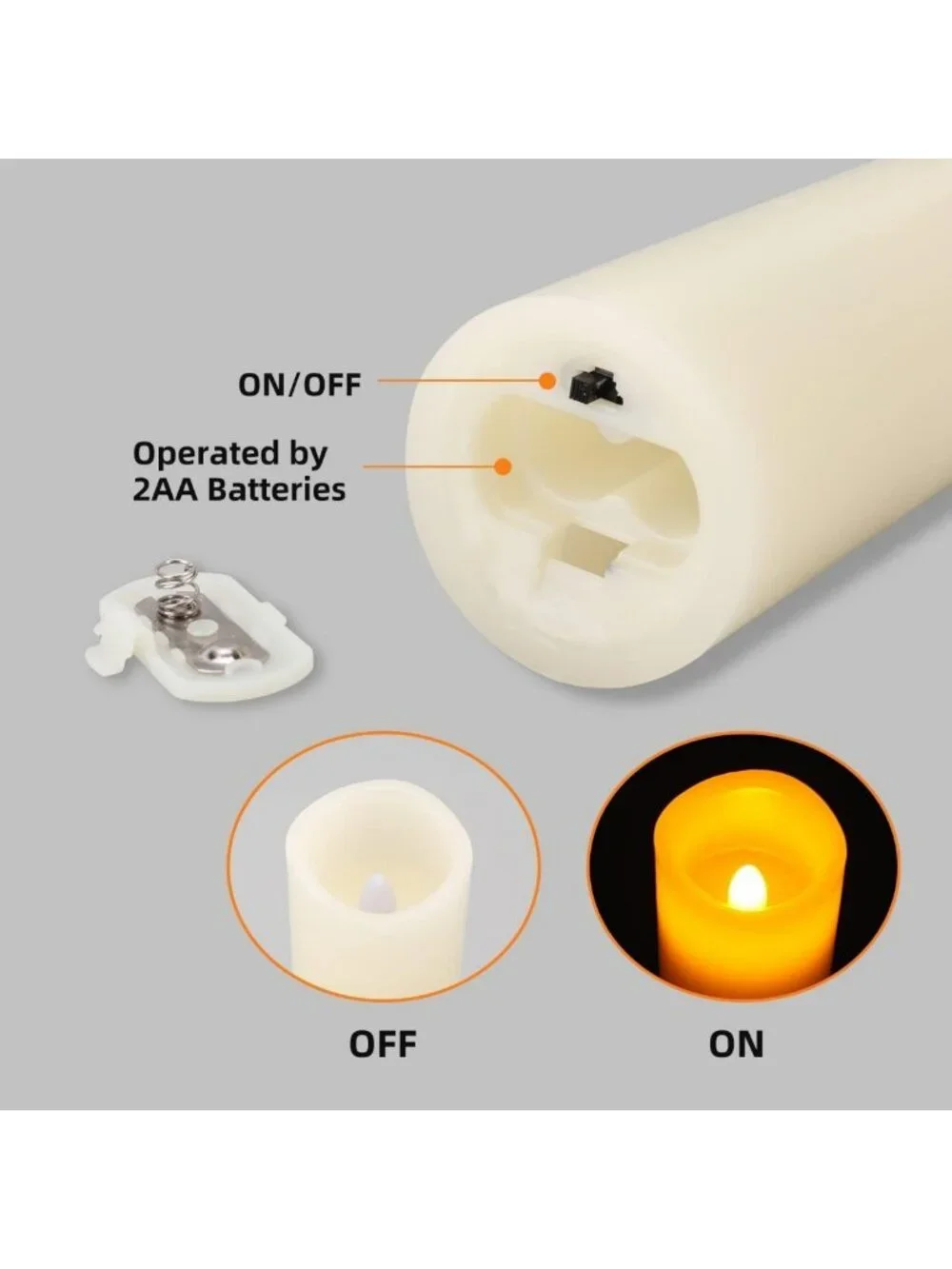 Set of 9 Flameless LED Pillar Candles with Remote Control - Battery Operated